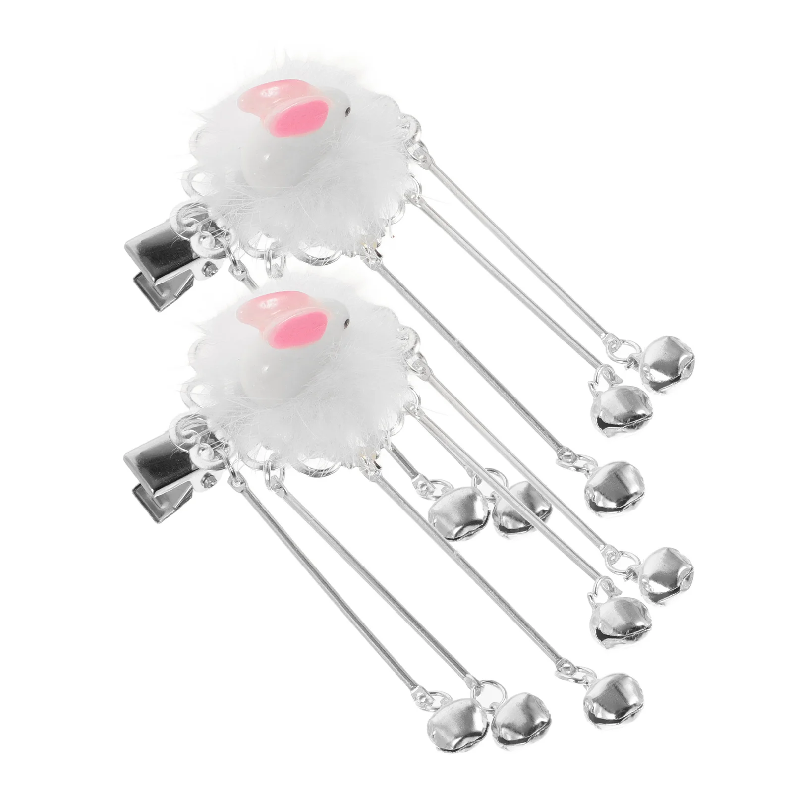 1 par de grampos de cabelo de coelho, grampos de cabelo fofos com orelha de coelho, acessórios para cabelo de crianças, pingente de sino de desenho animado, grampos de cabelo para meninas para festa, uso diário