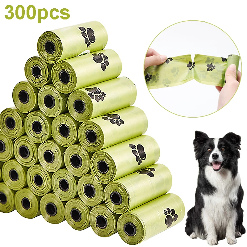 300 uds/20 rollos de bolsas gruesas para excrementos de perros EPI biodegradables bolsas para excrementos de mascotas a prueba de fugas bolsa para excrementos de perros suministros de limpieza para perros