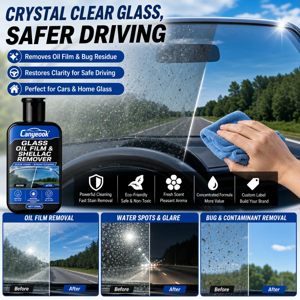 CANYEOOK Car Windshield Cleaner - Remove Oil Film & Bug Splatters Restore Clear Visibility for Safe Driving 120ml YGB20091