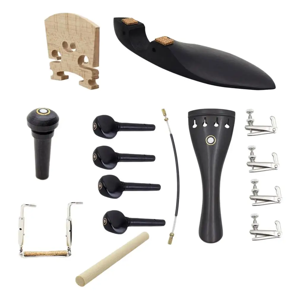 4/4 Violin Fiddle Replacement Accessory Bridge Chinrest Soundpost Screws for Music Instrument DIY