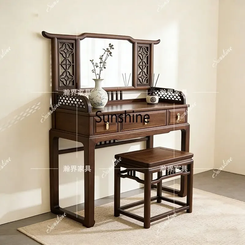 YYNew Chinese solid wood dresser home bedroom makeup classical carving