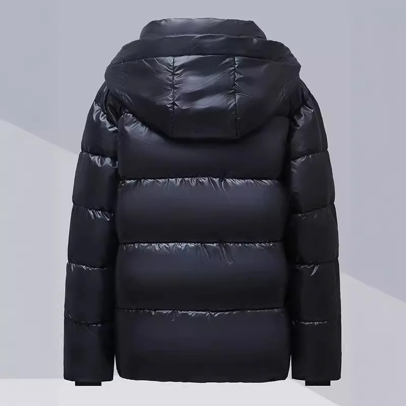 Hooded Quilted Down Jacket Women, Black and Gold Coats, Thickened Coats, Korean Clothing, Warm Bakery Coat, Winter, New, 2024