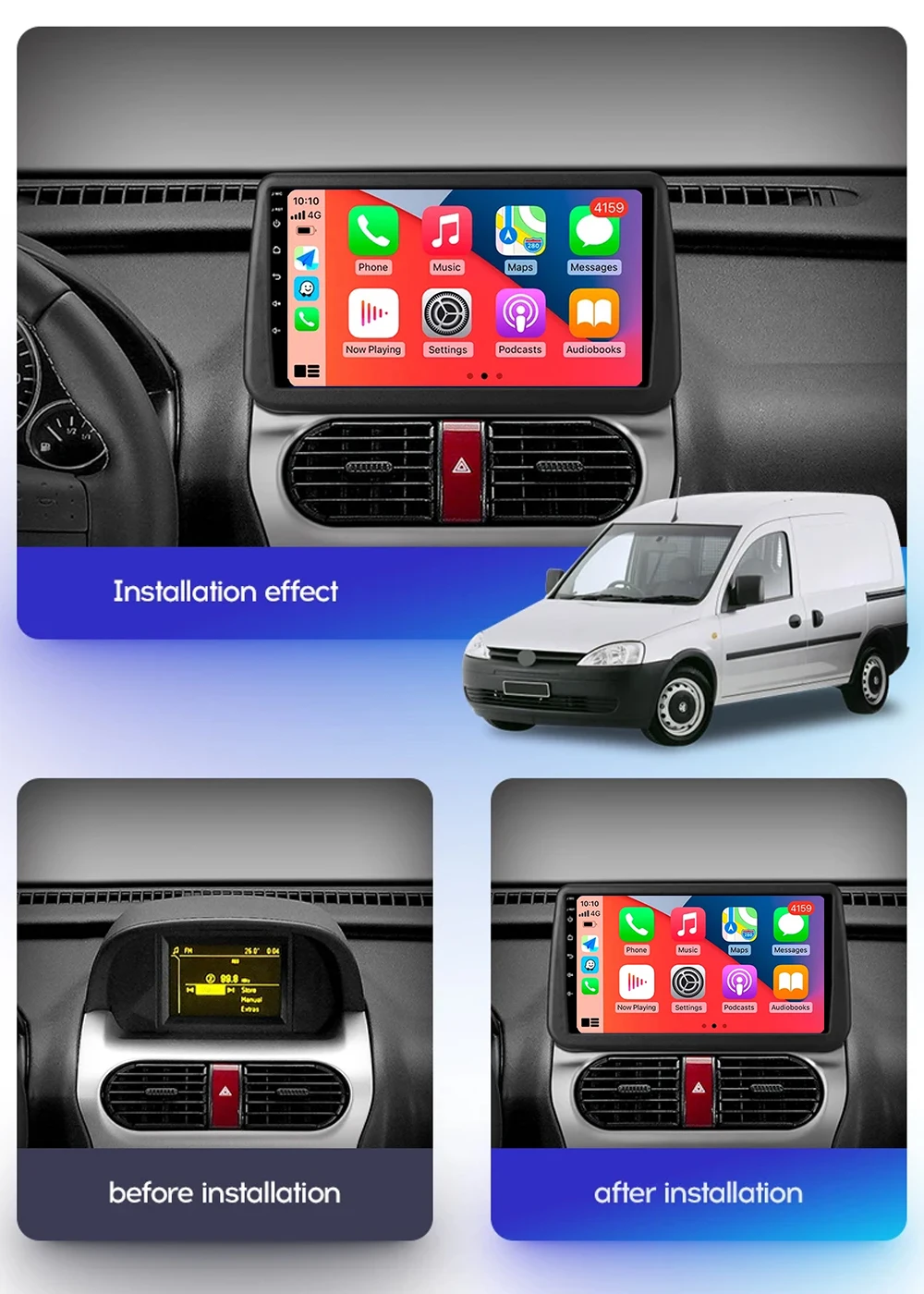 For Opel Combo Corsa Tigra 2000 - 2011 Android 14 WIFI+4G Car Radio Multimedia Video Player Navigation GPS no dvd 2 din 2di