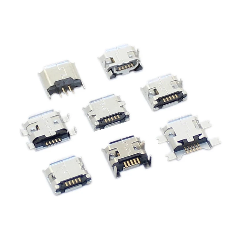 10pcs/lot Micro USB 5 Pin SMT Socket Connector Type B Female Placement SMD DIP USB Charging Connectors