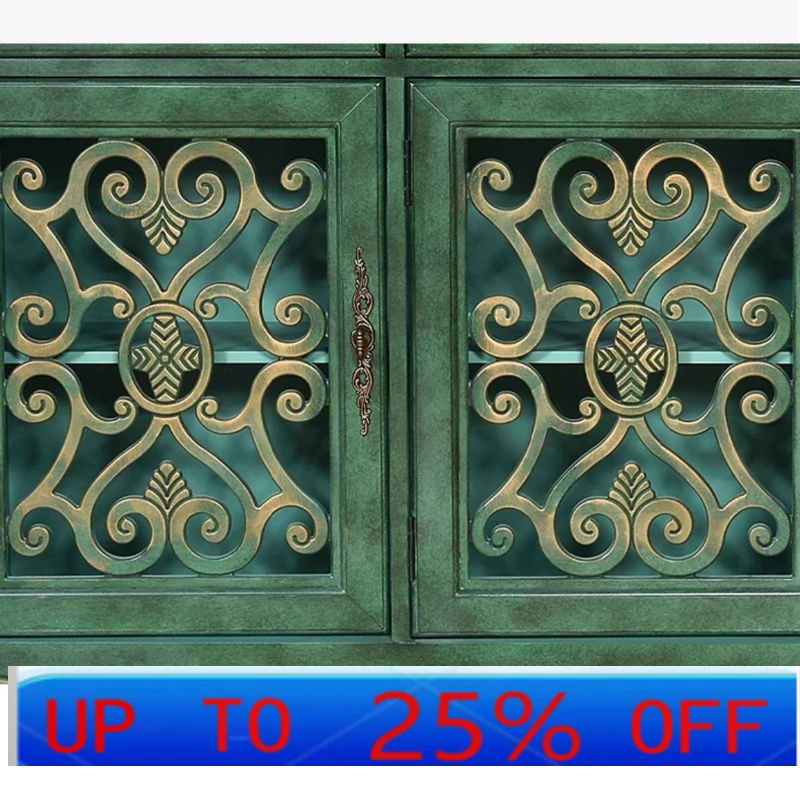 

LH Country Furniture Entrance Cabinet Mediterranean Style Storage Living Room Solid Wood Retro Dining Side Cabinet