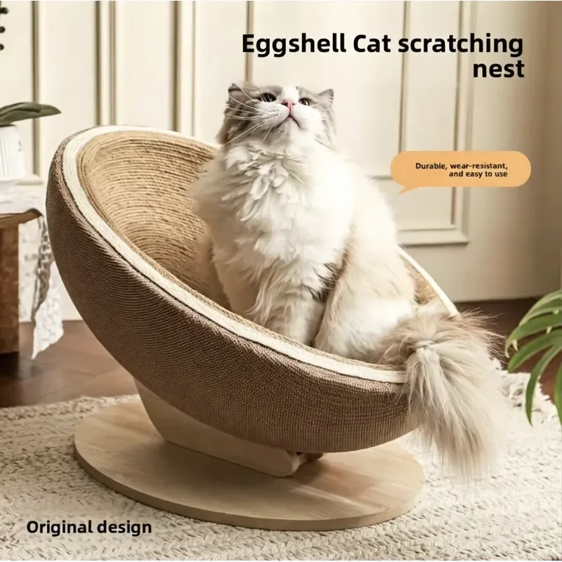 for JXL Eggshell Sisal Cat Scratcher Bed Large All-in-One Cat Nest and Scratching Board Durable Jute Rope Cat Claw Sharpener