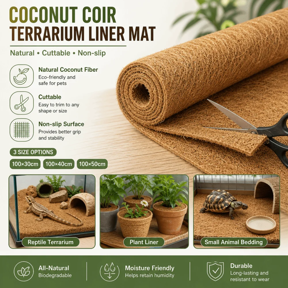 Cuttable Coconut Fiber Mat No Slip Winter Insulation Reptile Terrarium Carpet 100x30/40/50cm Moisture Proof Agrofabric Weed Mat