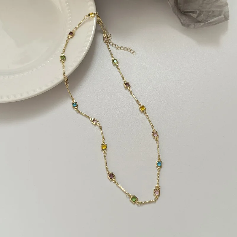 Silver Color Irregualr Choker Necklace for Women Crystal Clavicle Chain Necklace Wholesale Jewelry