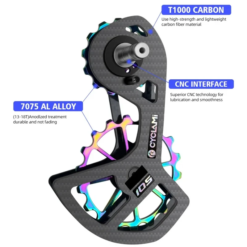 CYCLAMI UT Ceramic Bearing Carbon Fiber Jockey Pulley Wheel Set, 11 Speed Rear Derailleur Guide Wheel for SHIMANO view 5