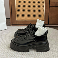 Shoes Woman Flats Clogs Platform Autumn Oxfords British Style Dress Creepers New Retro Fall Winter Leather Preppy Cross Black Ru