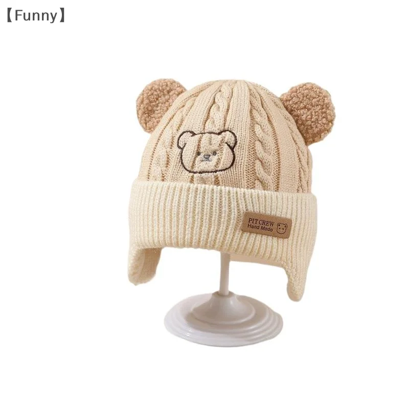 

Cute Bear Ear Protection Hat Children Winter Outdoor Thickened Warm Baby Wool Knitted Hats