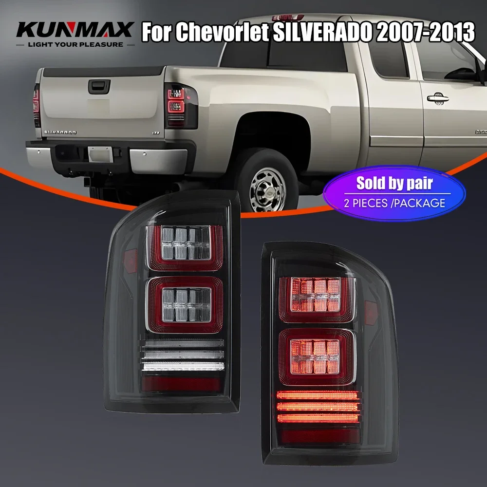 زوج من أضواء خلفية LED لسيارة شيفورليت سيلفرادو 07-13 عكس الفرامل تحول إشارة التوصيل والتشغيل مجموعة مصابيح الذيل الخلفي للسيارة #1