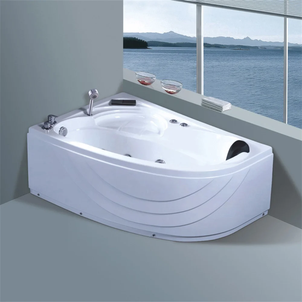 Waterfall White Acrylic Modern Design Massage Transparent Glass Bath Tubs