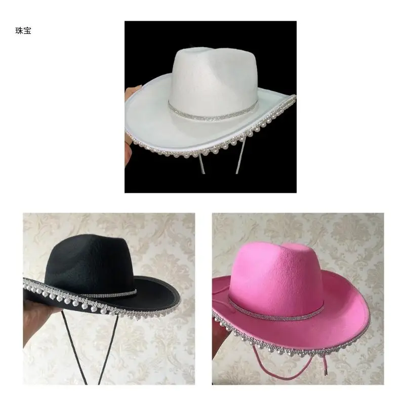 

X5QE Bride Cowgirl Hat Bachelorette Party Hat Bride Cowboy Hat Bridal Party Hat