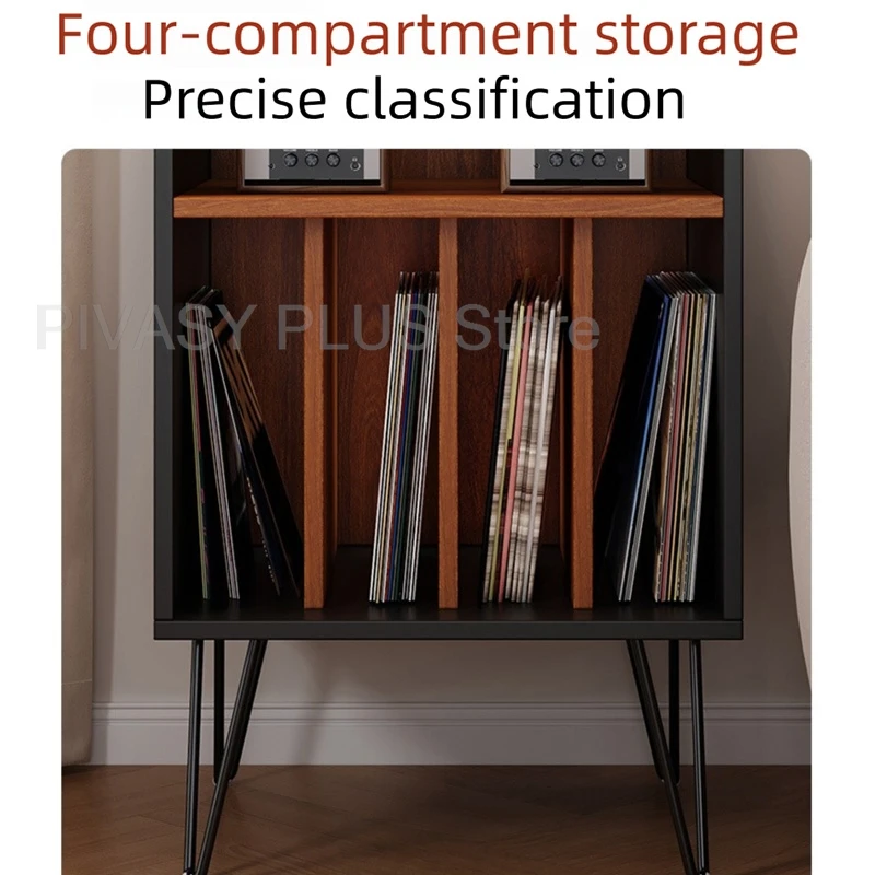 4 Opslag Vinyl Platenspeler Stand Walnoot E0 Kwaliteit Hout Audio Rack 86 Cm Hoogte Luidsprekerkast Voor Thuis Thrater CD LP Beugel