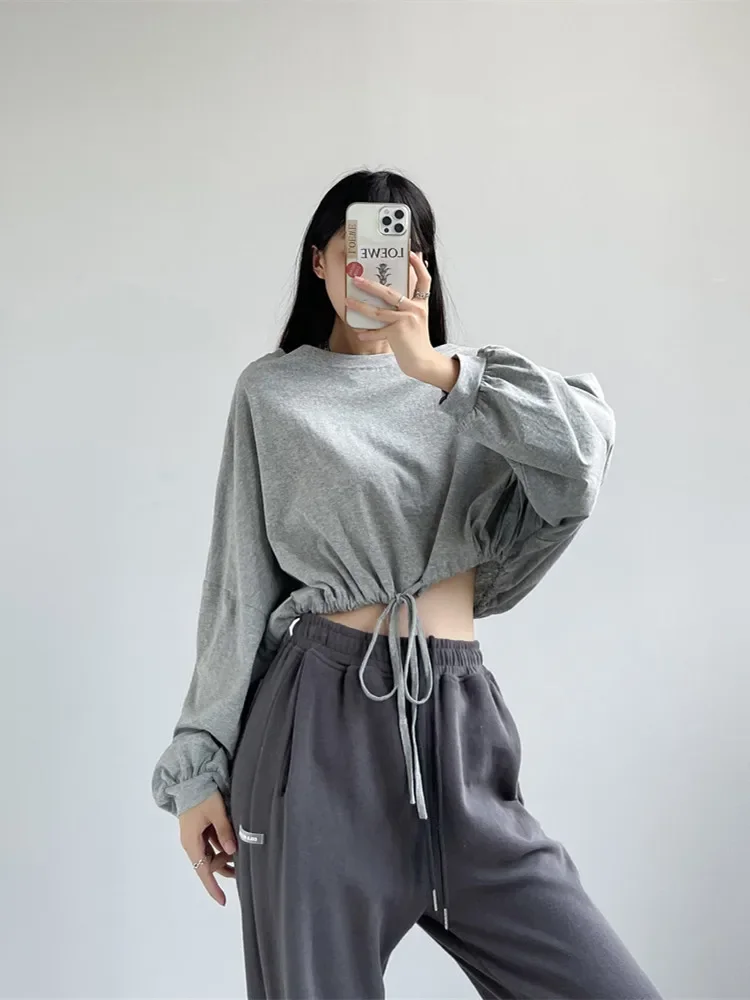 Black Womens Clothing Vintage Street Sweatshirt Ins Pullover Hoodie Long Sleeves Casual Warm Oversize Baggy Ladies Tops Autumn