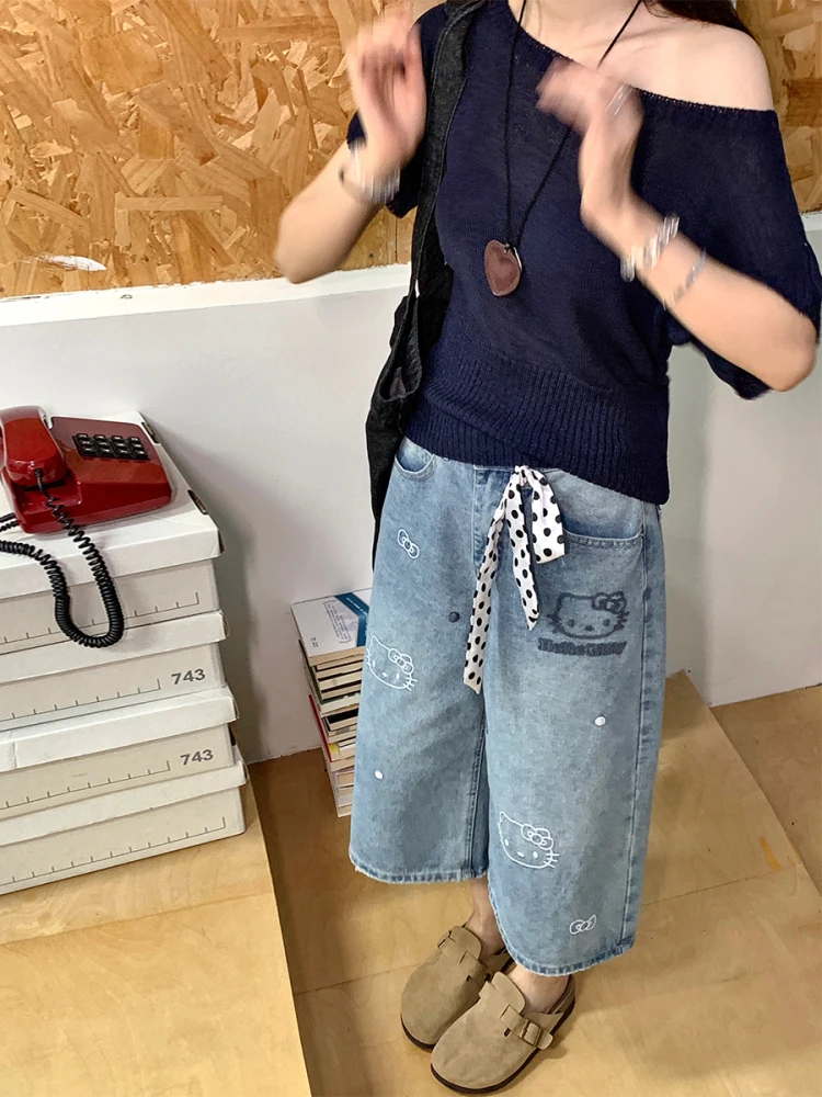 

Американские джинсы с вышивкой в стиле ретро, свободные широкие брюки, удобные дышащие хлопковые повседневные прямые брюки