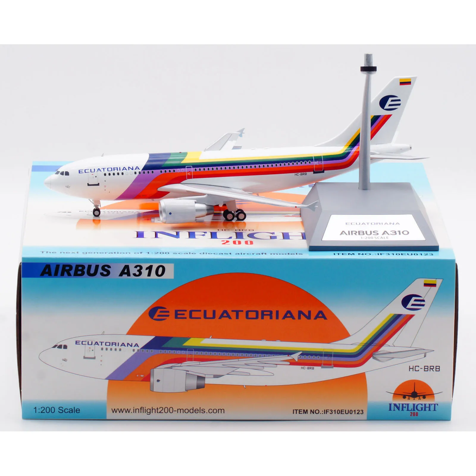 IF310EU0123 Alloy Collectible Plane Gift INFLIGHT 1:200 ECUATORIANA Airline Airbus A310-300 Diecast Aircraft Jet Model HC-BRB