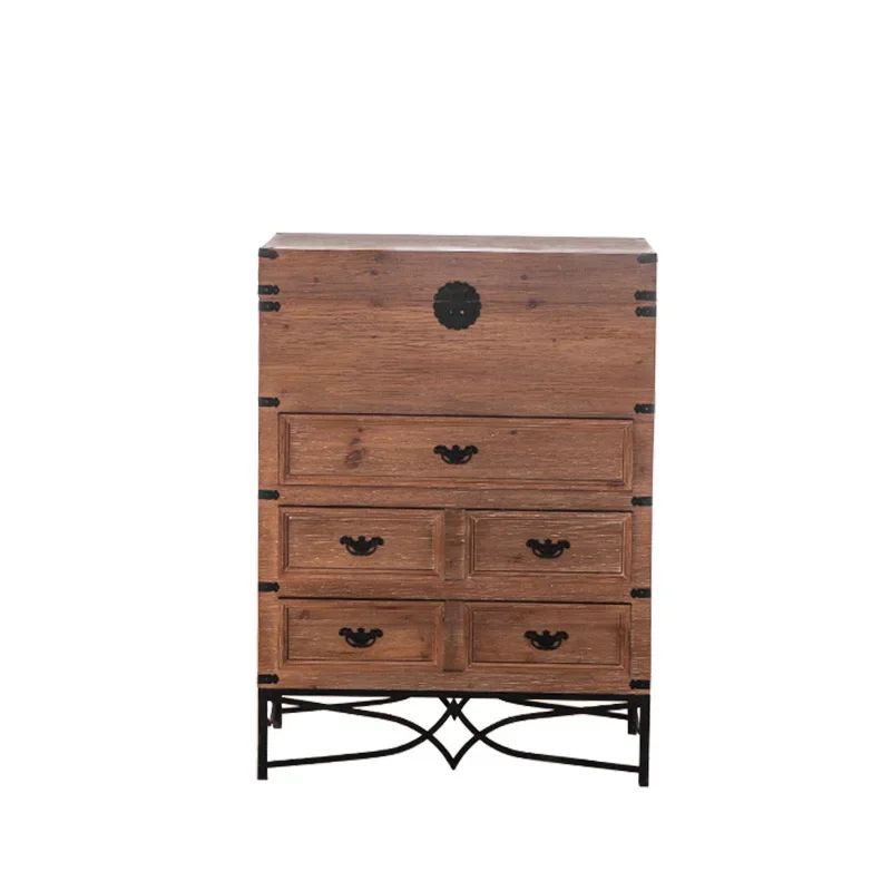 

American retro solid wood entrance chest, bed and breakfast living room storage, entrance cabinet, bedroom side cabinet