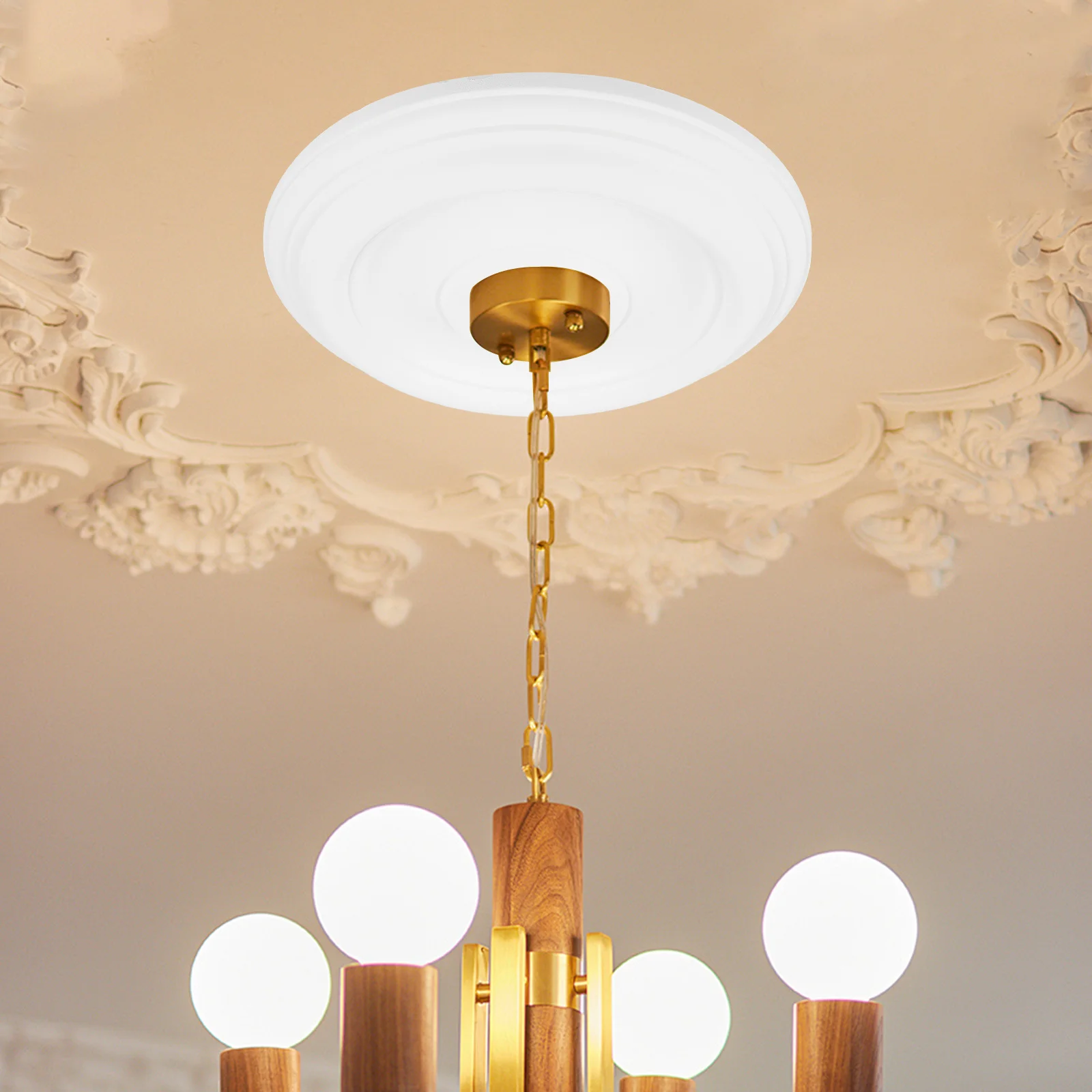 

European Style Ceiling Medallion Pu Modern Decorative Light Fixture Cover Plate For Home Office Commercial Ceiling Lamp
