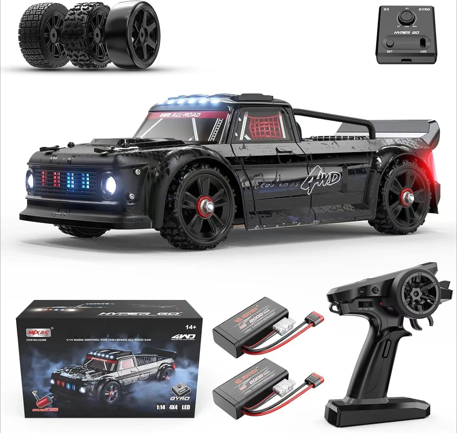 

14301 V3 1/14 RTR Brushless RC Drift Car with Gyro, Max 38 mph Fast RC Cars for Adults, 4WD All-Road Street Bash RC Truck