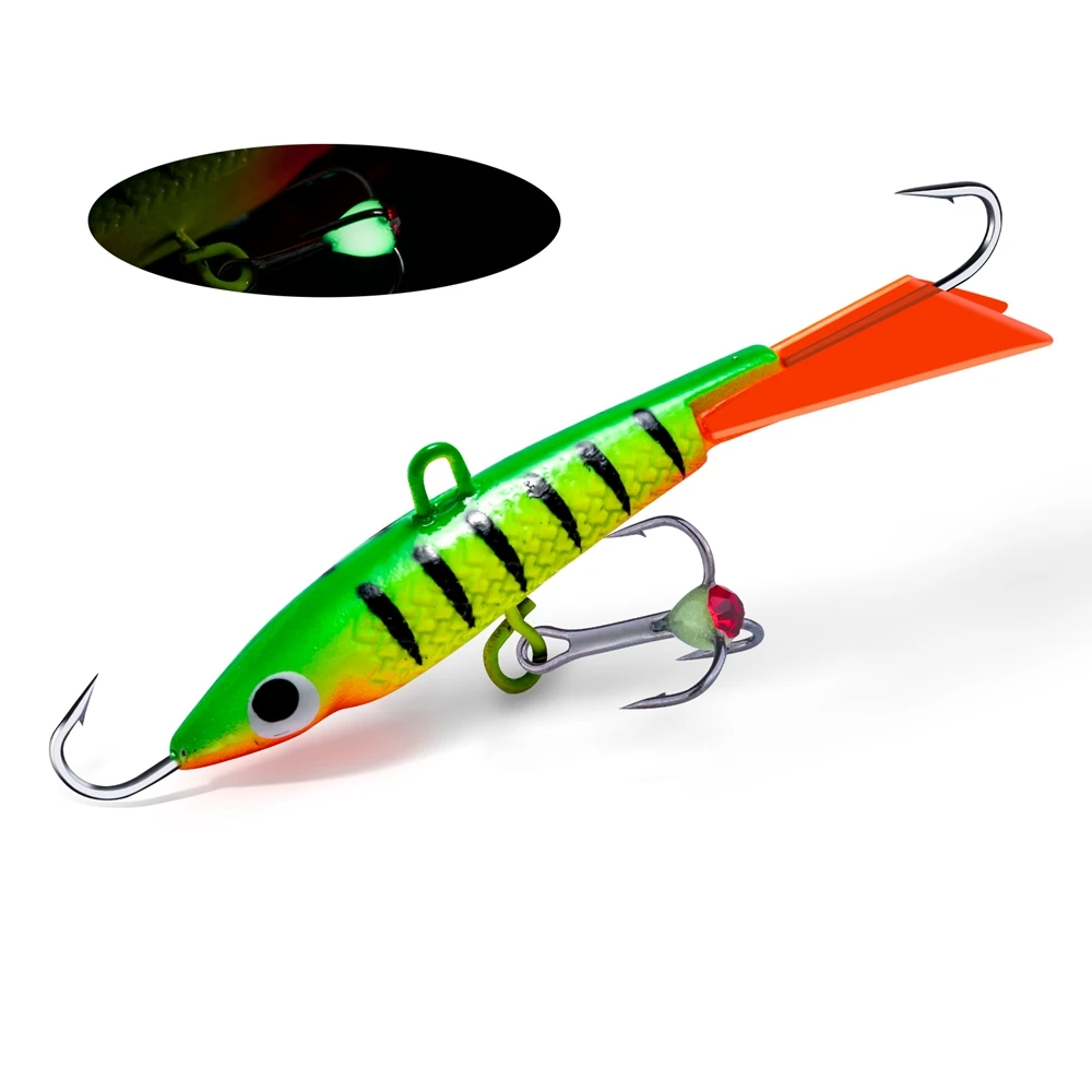 Goture 1PC Winter Balanced Jig 7.0cm 15.7g Ice Fishing Lure #10Hook Jigging Luminous Bait Minnow Balance for Winter Fishing Pike