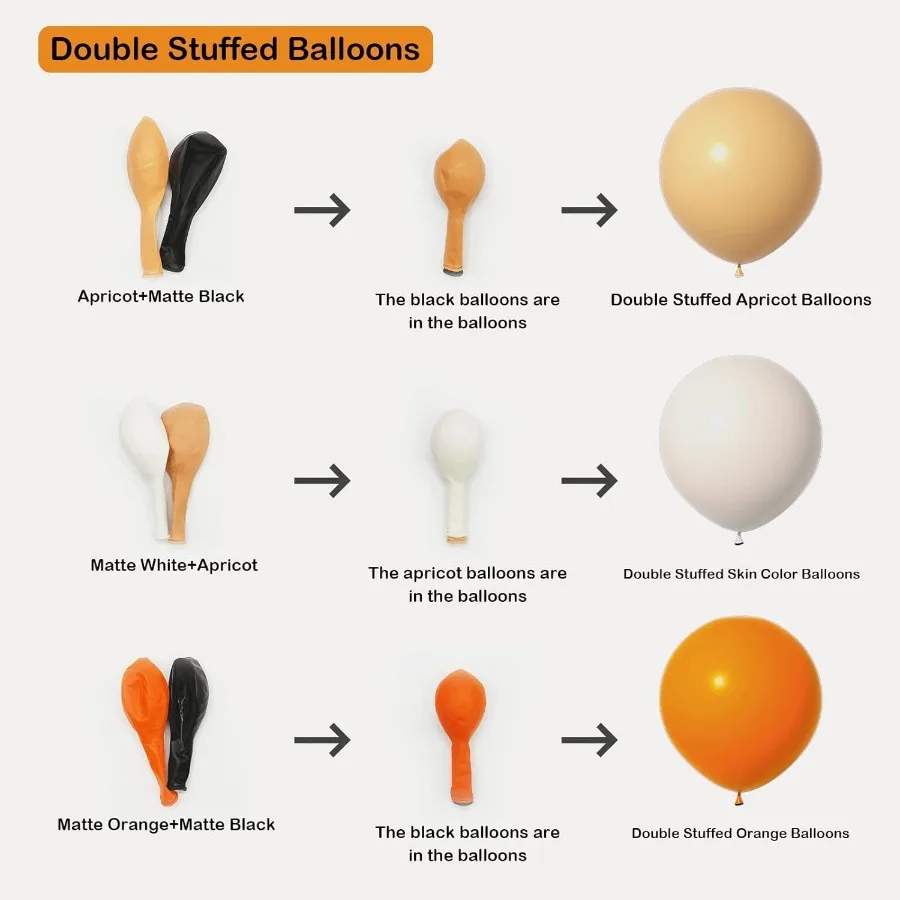 秋のバルーンガーランドアーチキット ダブル マット バーントオレンジ クリーム ピーチ アプリコット テラコッタ ラテックスバルーン 異なるサイズ 18 12 10