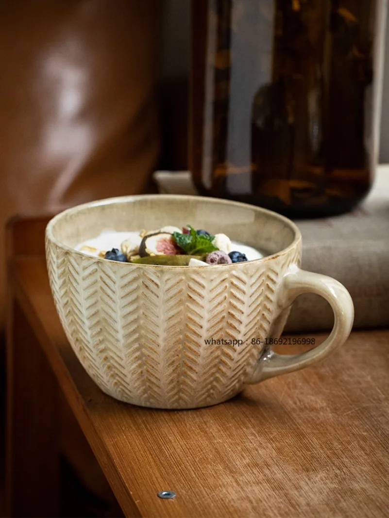 

Alley End [чашка с пшеничными ушками That Falls in Love At First Sight] Ретро-рельефная чашка для завтрака Изысканная керамическая кружка Чашка для воды