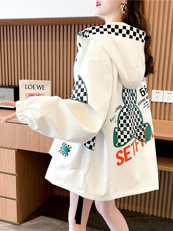 Women's Casual Workwear Jacket with Hood And 3D Pockets Thickened Cotton Blend Windproof Zipper Closure Mid-Length Coat