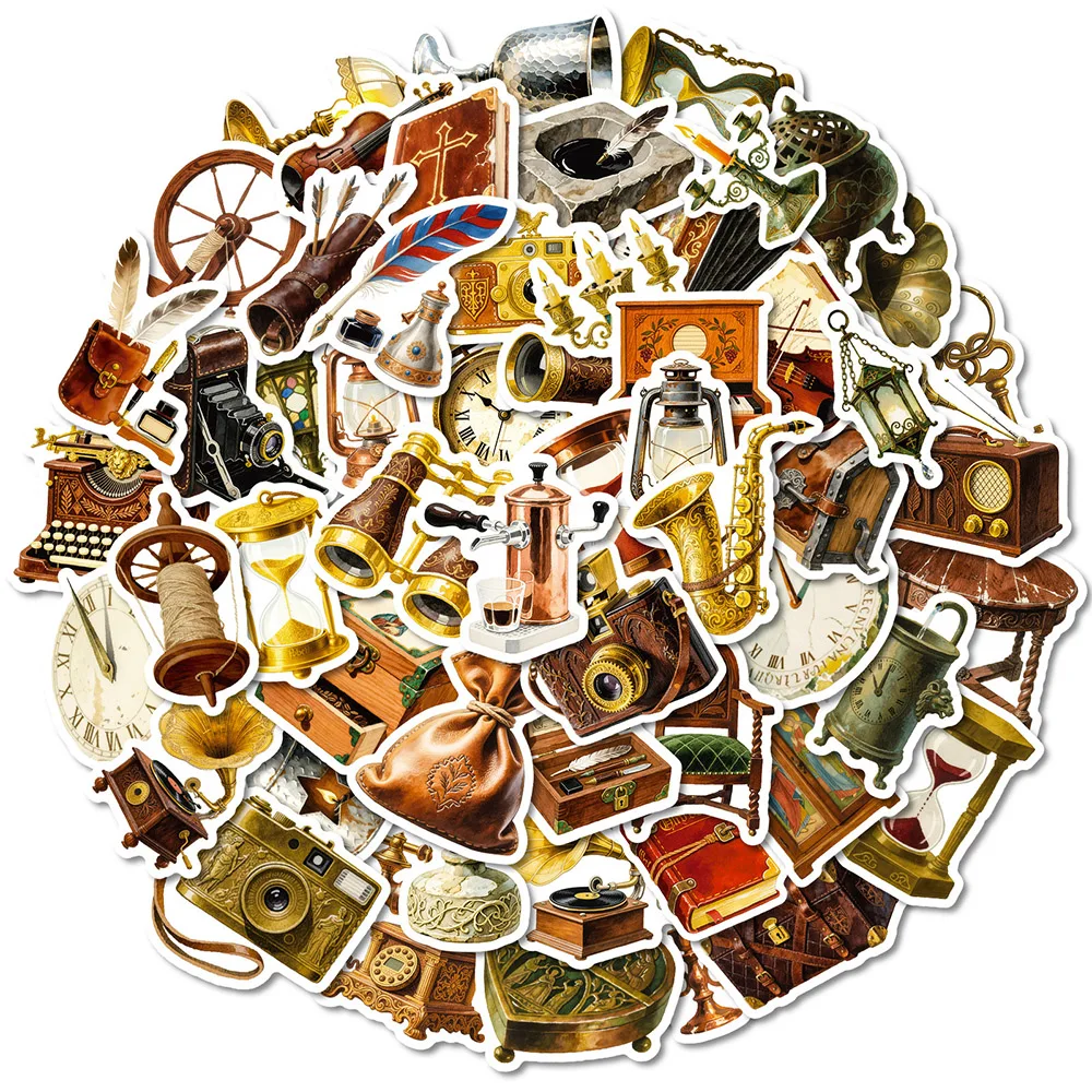 

10/30/56pcs Vintage Furniture Cartoon Stickers Retro Creaive Graffiti Sticker Decoration Laptop Phone Water Bottle Decals Pack