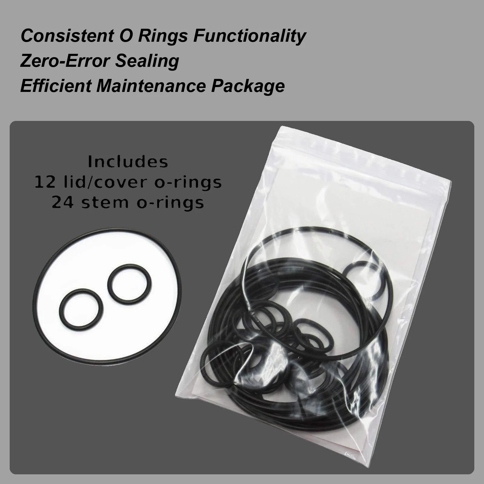 O-Ring Assortment Kit, 36PCS Precise Rubber Seals for Water Circulation, Valve Repair, Pool Filter & Commercial Maintenance