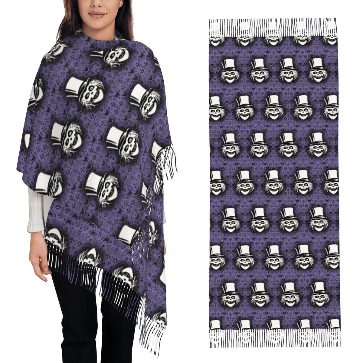 Gothic Vampire Halloween Haunted Mansion Scarf Tassel Scarves Women Soft Warm Shawls and Wraps Large Fall Winter Shawl Wrap