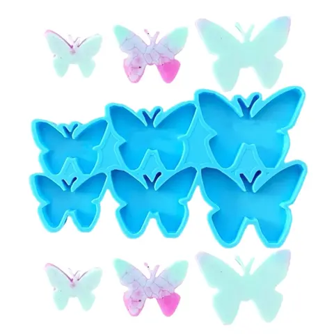 Borboleta Forma Brincos Silicone Molde, Handmade Jóias, Chaveiro, Colar, Pingente Encantos, Epóxi Resina Fundição Molde, DIY, 6 Cavidade