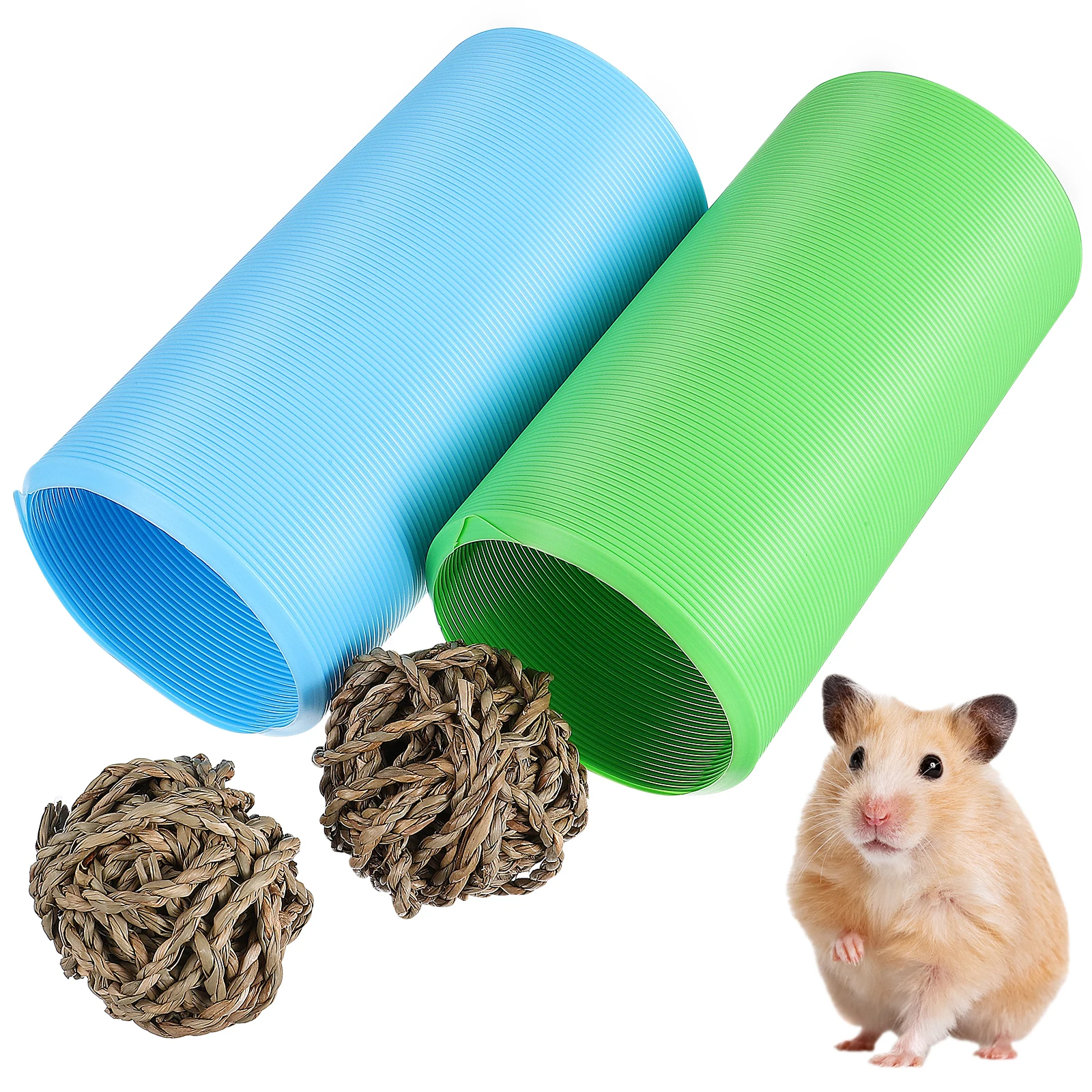 

Plastic Hamster Tubes Tunnels Kit Cage Accessories Reusable Flexible Toy Telescopic Pipe Gerbils Pet Grass Balls Molar Products