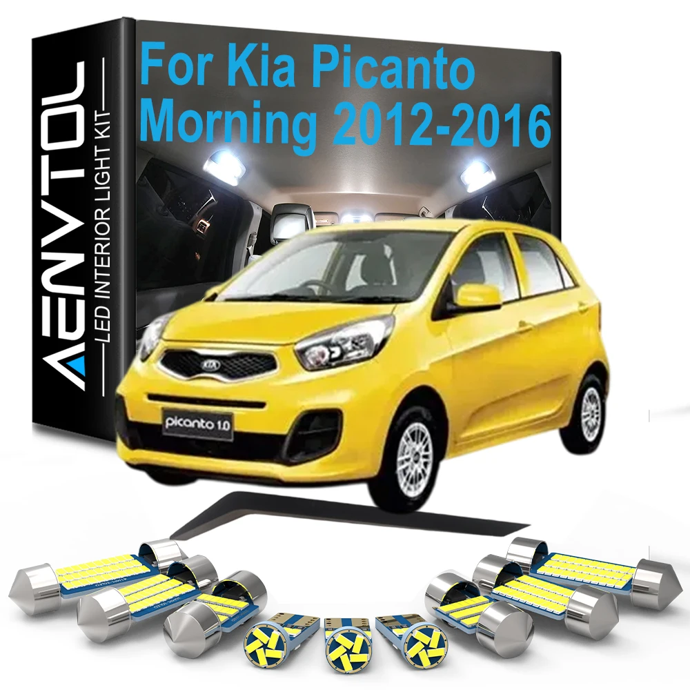 For Kia Picanto Morning 2012 2013 2014 2015 2016, 8Pcs Car Interior Light LED Bulb Kit Dome Map Reading Number Plate Lamp