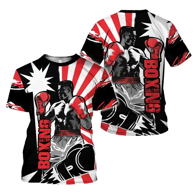 

Boxing Gloves Graphic T-shirt Men Sports 3D Printed Boxing Tee Shirts Tops Short Sleeves Summer Round Neck Oversized T Shirt