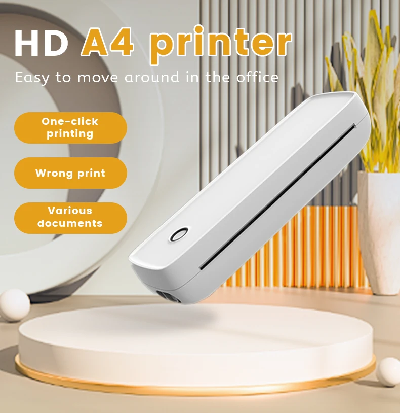 A4 Wireless Bluetooth USB Portable Printer Compatible with Android iOS Phone Support 8.5×11 Inches Thermal Paper