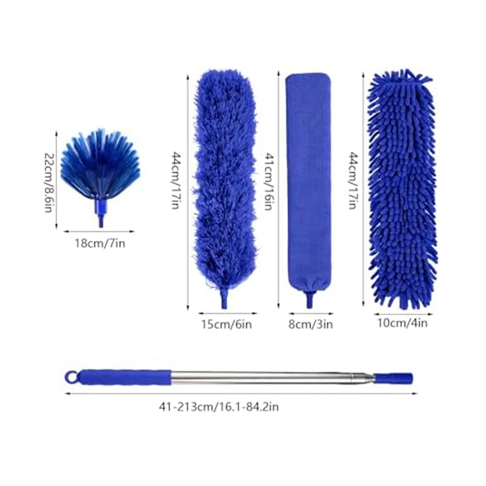 Extendable Feather Duster Set Featuring a 100 Inch Telescopic Rod Suitable for All Your Dusting Needs at Home or Office