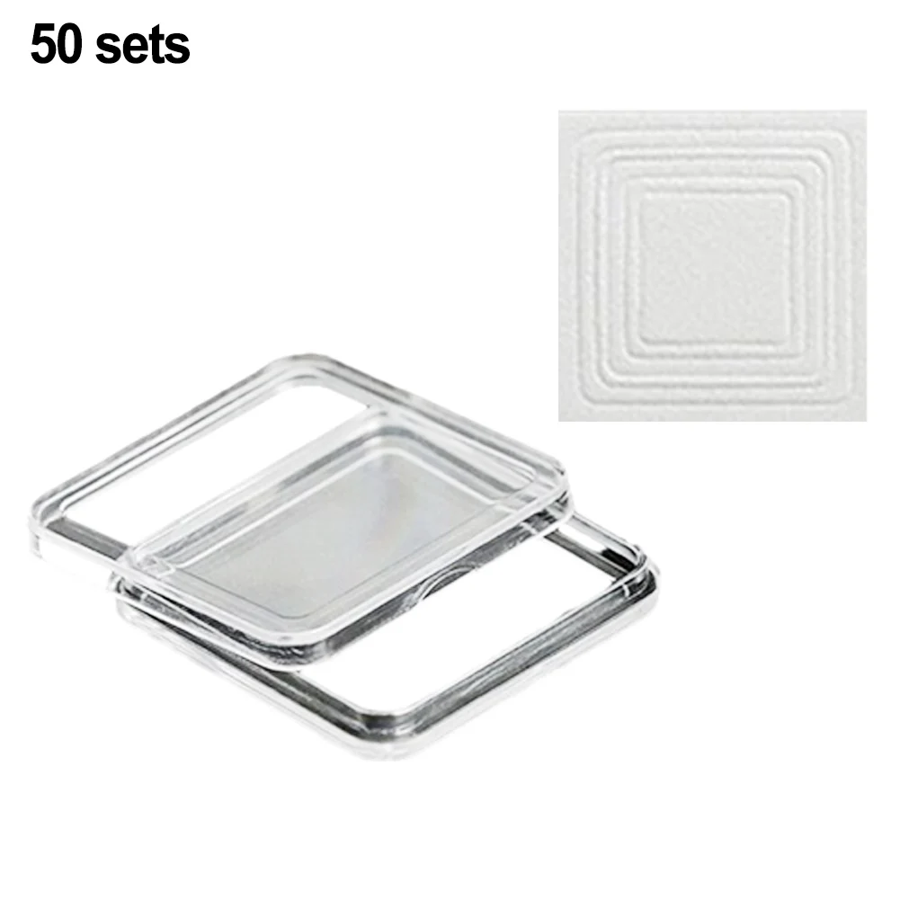 50pcs Square Transparent Coin Capsule Holder Storage Box With Gaskets For Collectable Coin Medal 17/20/25/27/30mm Coin Organizer