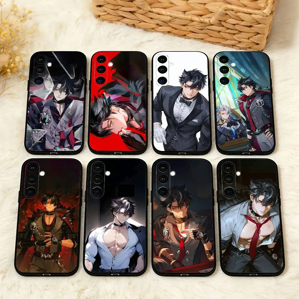 

G-Genshin Impact W-Wriothesley Phone Case For Samsung A73,72,71,A52,51,40,41,A22,A32,31,A13, Soft Black Shell