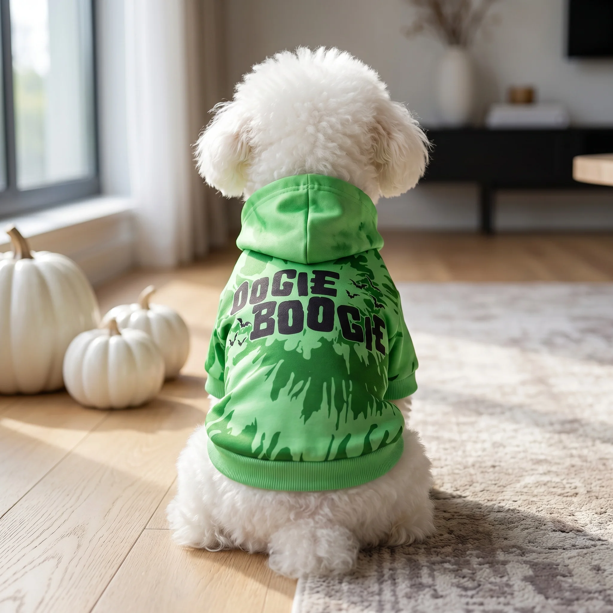 Hunde-Hoodie Warmer Hundemantel Welpen-Sweatshirt OOGIE BOOGIE Schriftzug Bedruckt Weihnachts-Halloween-Hundekostüm Winter-Hundebekleidung Haustier A