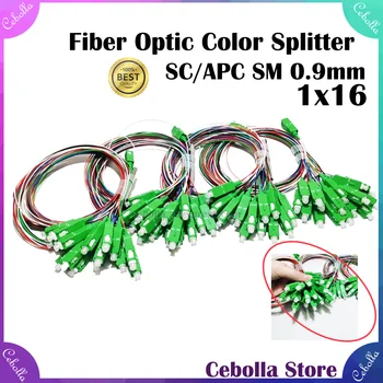 5/10/20/30pcs/lot 1X16 PLC Fiber Optic Splitter Color/White SC-APC SM Fiber Optic Splitter Unequal 0.9mm PVC G657A1 1m FTTH