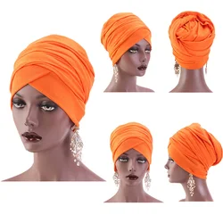 Muslim Women Hair Cap Cotton Hats Women Long Scarf Inner Hijabs India Turban Head SCap Hat Lady Hair Styling Accessories