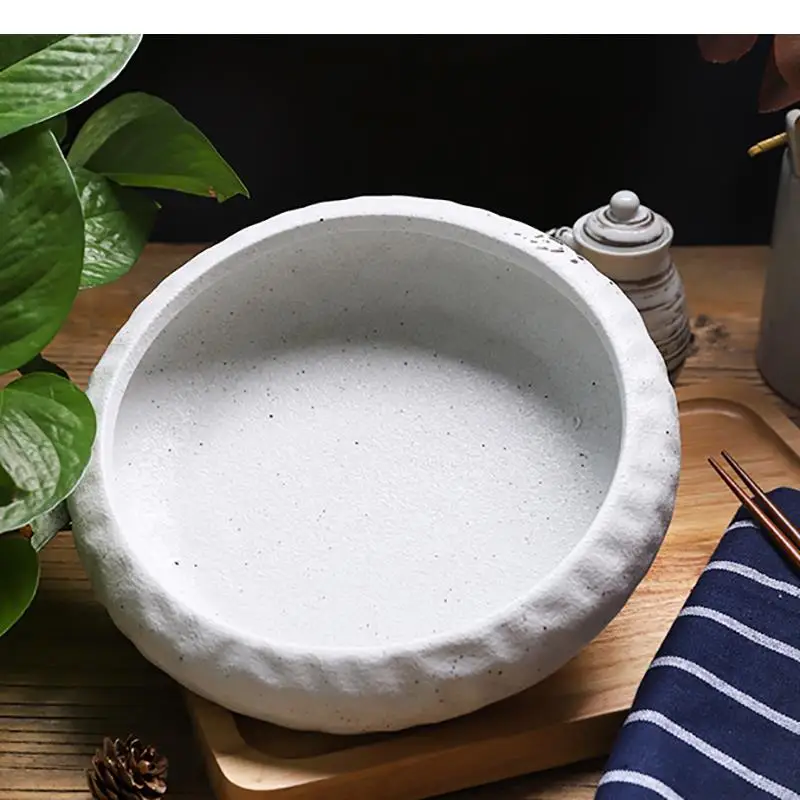 Ceramic Dinner Bowl Fruit Salad Sashimi Sushi Plate Cooking Restaurant Round Tableware Soup Basins Snack Dessert Tray