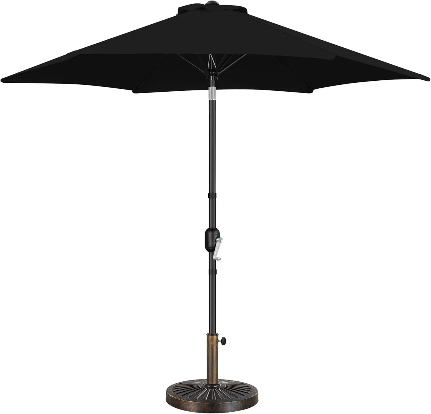 

9FT Patio Umbrella with Base, Push Button Tilt & Crank, UV Protection Waterproof, Black