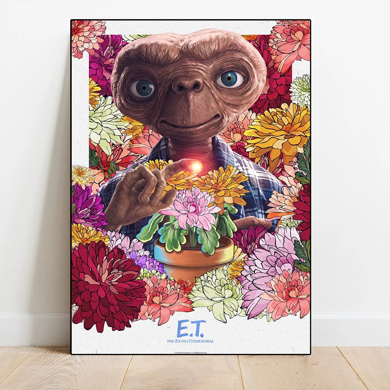 فيلم الخيال العلمي الكلاسيكي E.T. الملصقات الخارجية الأرضية خمر الفن قماش يطبع اللوحة جدار صور غرفة نوم جدار ديكور المنزل