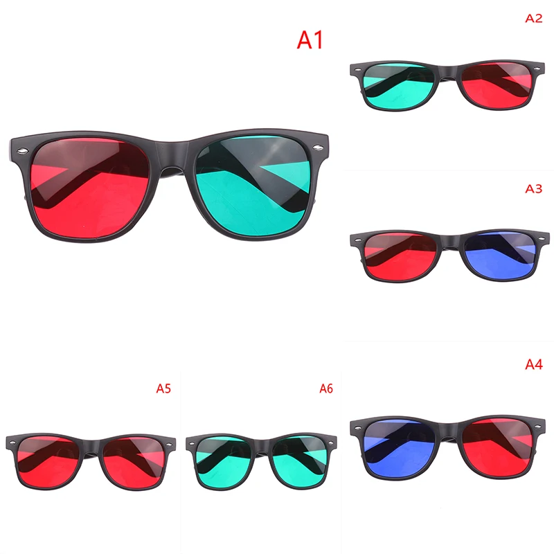 Black Frame Red Blue Green 3D Glasses For Amblyopia Training Vision Correction Training Practice For Teen