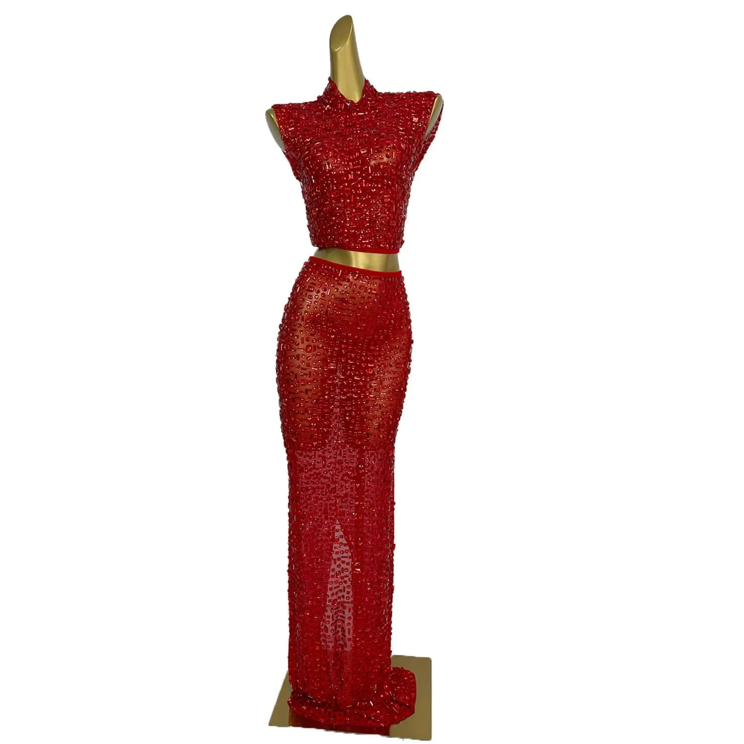 Sexy Rhinestone Tank Vest Top Bodycon Long Skirts 2 Piece Sets Women  Festival Outfit Night Club Dress Party Costume Evening Gown - AliExpress  200000345