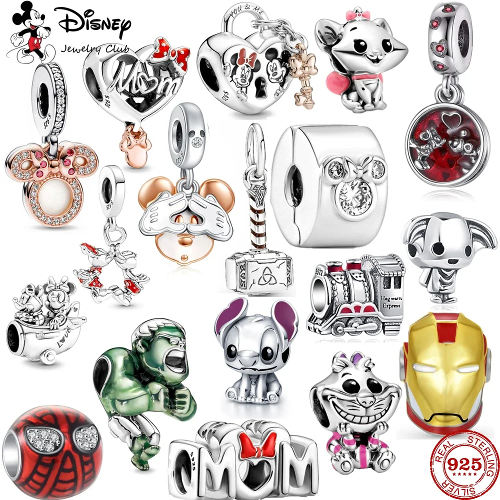 New 925 Silver MINISODisney Mickey Mom Minnie Clip Stitch Charms Bead Fit Original Pendant Bracelets Charm DIY Women Jewelry