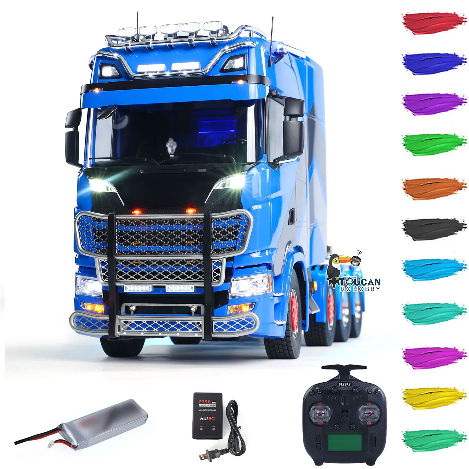 1/14 8x8 770S RC Tractor Truck Metal Chassis Remote Control Lorry ST8 Battery Remote Control Painted Sound Light Smoke Unit Toy